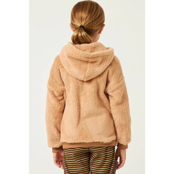 HAYDEN Teddi Fuzzy Tan Pullover Hooded Sweatshirt Jacket with Pockets Small - Picture 4 of 5